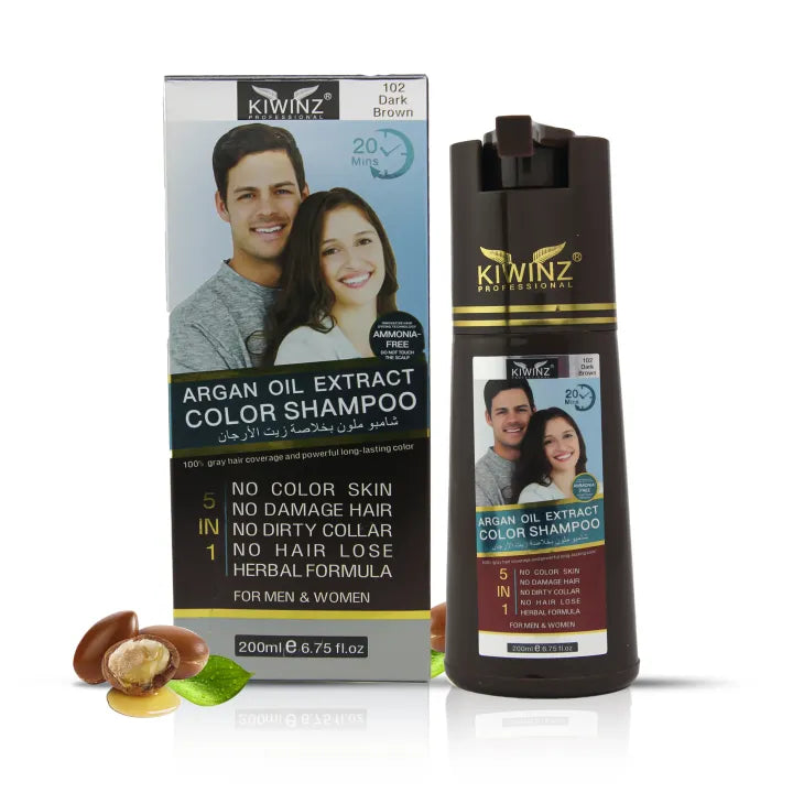 Kiwinz Hair Color Shampoo Natural Black 200ml Argan Oil Extract