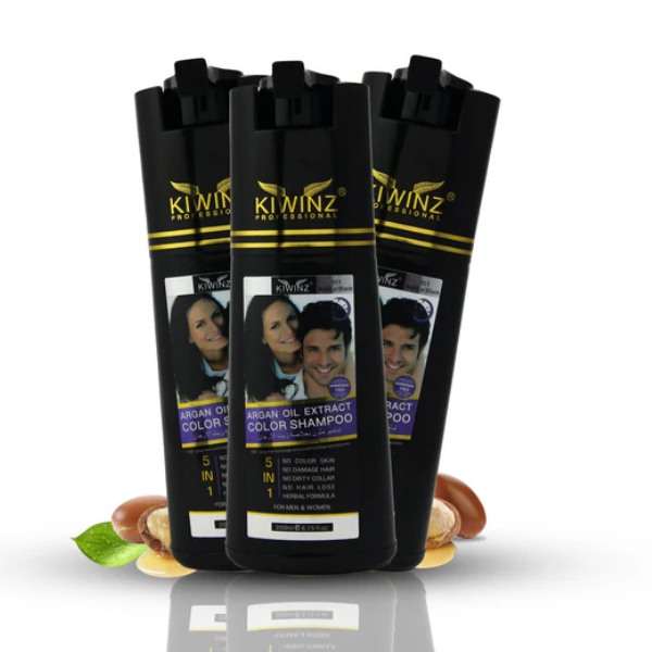 Kiwinz Hair Color Shampoo Natural Black 200ml Argan Oil Extract